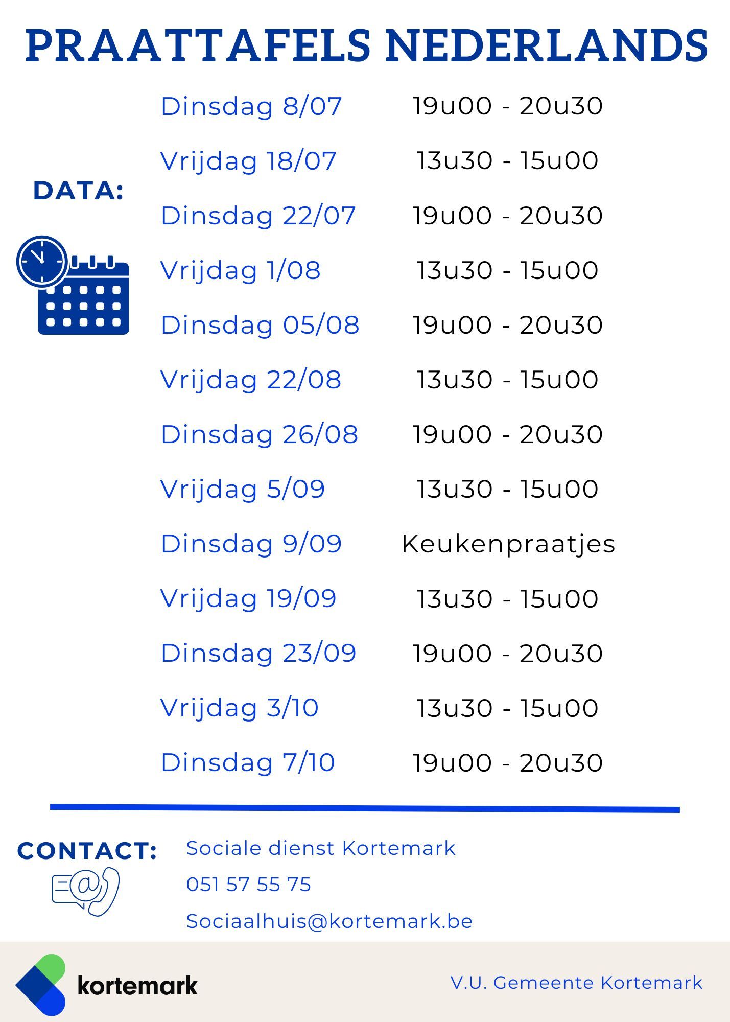 praattafels zomer en september